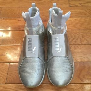 Silver Puma Fierce pull-on high top sneakers sz 11